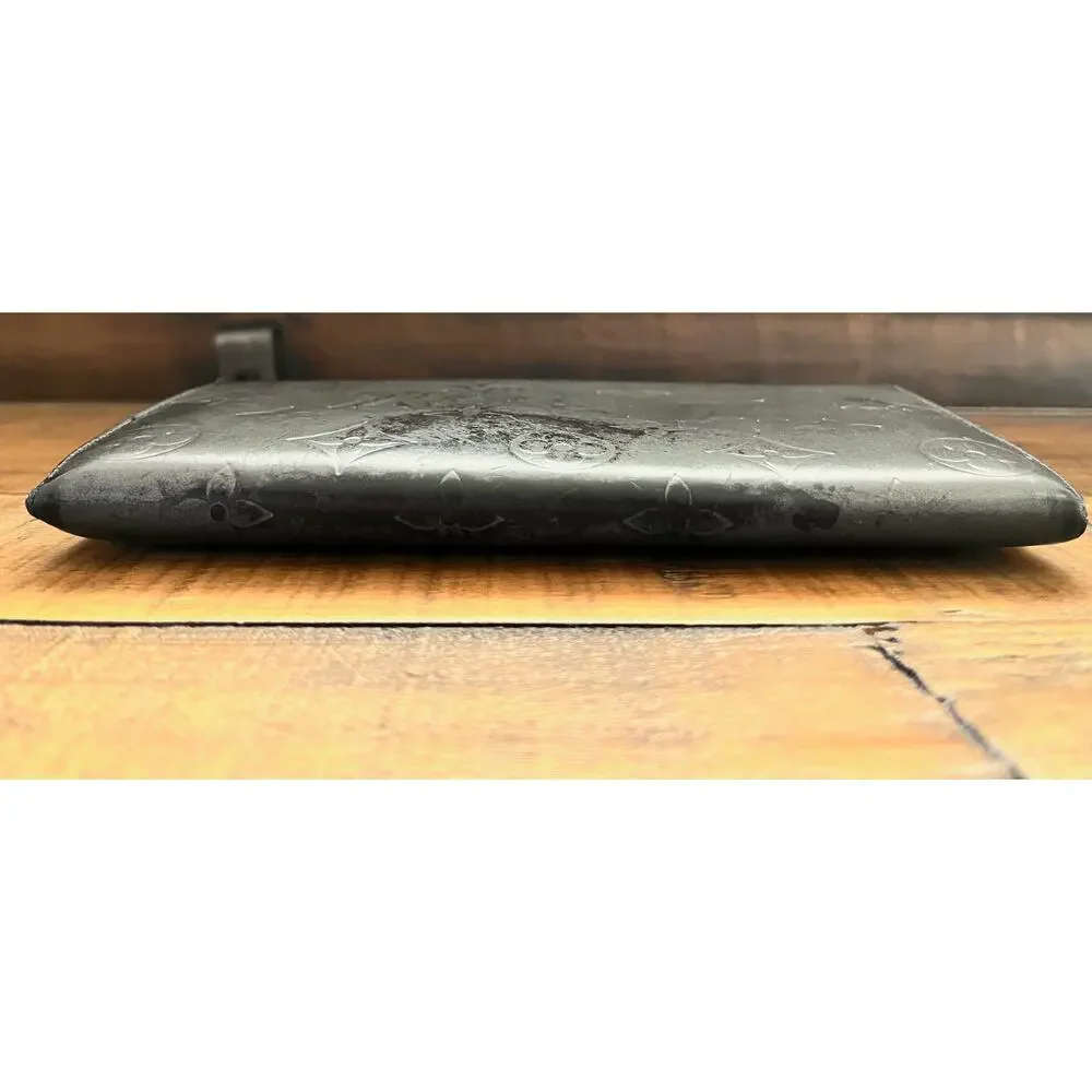 Authentic LOUIS VUITTON Gray Monogram Matt Vernis Long Sarah Wallet W/COA